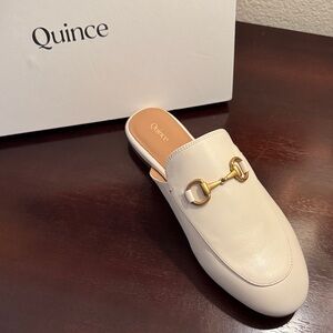 Quince Italian Leather Horsebit Loafer Mule in Bone great Gucci dupe! New